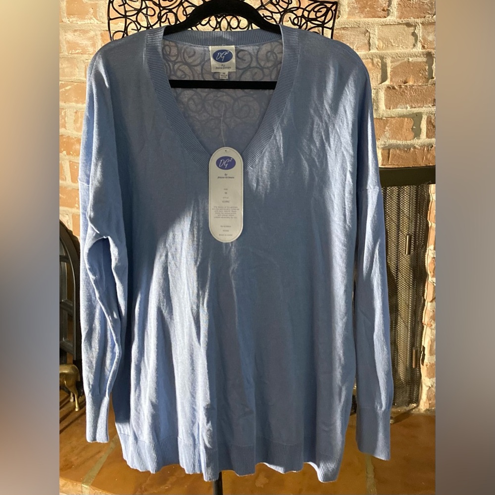DG2 by Diane Gilman Sky Blue Long Sleeve Knit Sweater